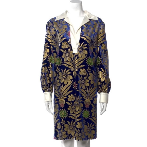 Tory Burch Navy and Gold Floral dress - Picture 5 of 10